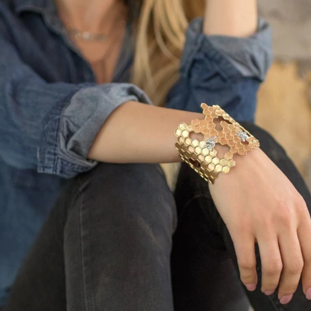 Baroni Honeycomb/Bees Cuff Bracelet
